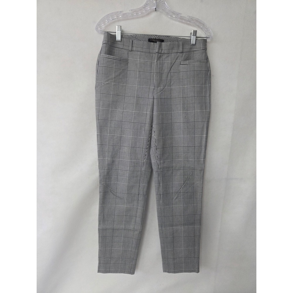 Banana Republic Sloan Slim Fit Ankle Pants Black White Glen Plaid 4 493072-00